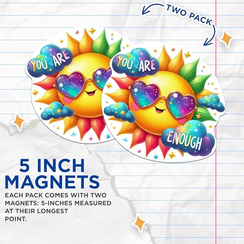(2 Packs) You are Enough Magnets - Positive Inspiring Motivational Magnets - 5 Inches On Longest Side - Premium Magnet - for Fridges, Toolboxes, Cars - Made in USA - MAG2332