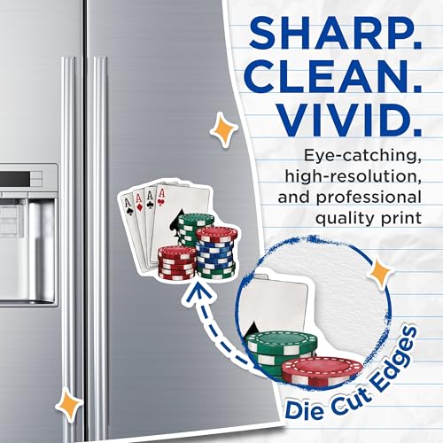 (2 Pack) Poker Chip Magnets - Four Aces Playing Card - Casino Night Decoration - Card Games Magnets - Gambling Lovers Magnet - 5" On Longest Side - for Cars, Fridges, Toolboxes - Made in USA - MAG7283