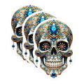 (3 Pack) Jeweled Skull Decals - Ornate Sugar Skull - Gothic Laptop Decal - 3 Inches On Longest Side - Easy Peel & Apply - Made in USA - 3MCS7366