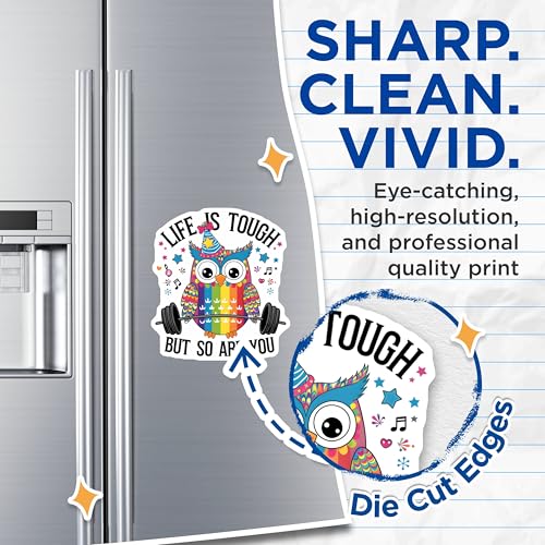 (2 Pack) Life is Tough But So are You Magnets - Inspirational Owl - Motivational Decor - Uplifting Words - 5" On Longest Side - for Cars, Fridges, Toolboxes - Made in USA - MAG6963