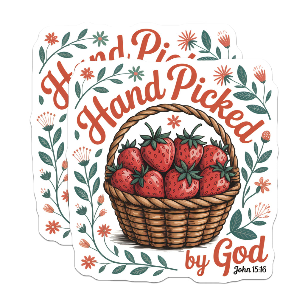 (2 Pack) Christian Faith Magnets - John 15 16 Scripture Verse Decor - Inspirational Strawberry Basket Art Magnets - 5 Inches On Longest Side - Thick Durable Magnet - Made in USA - MAG21699