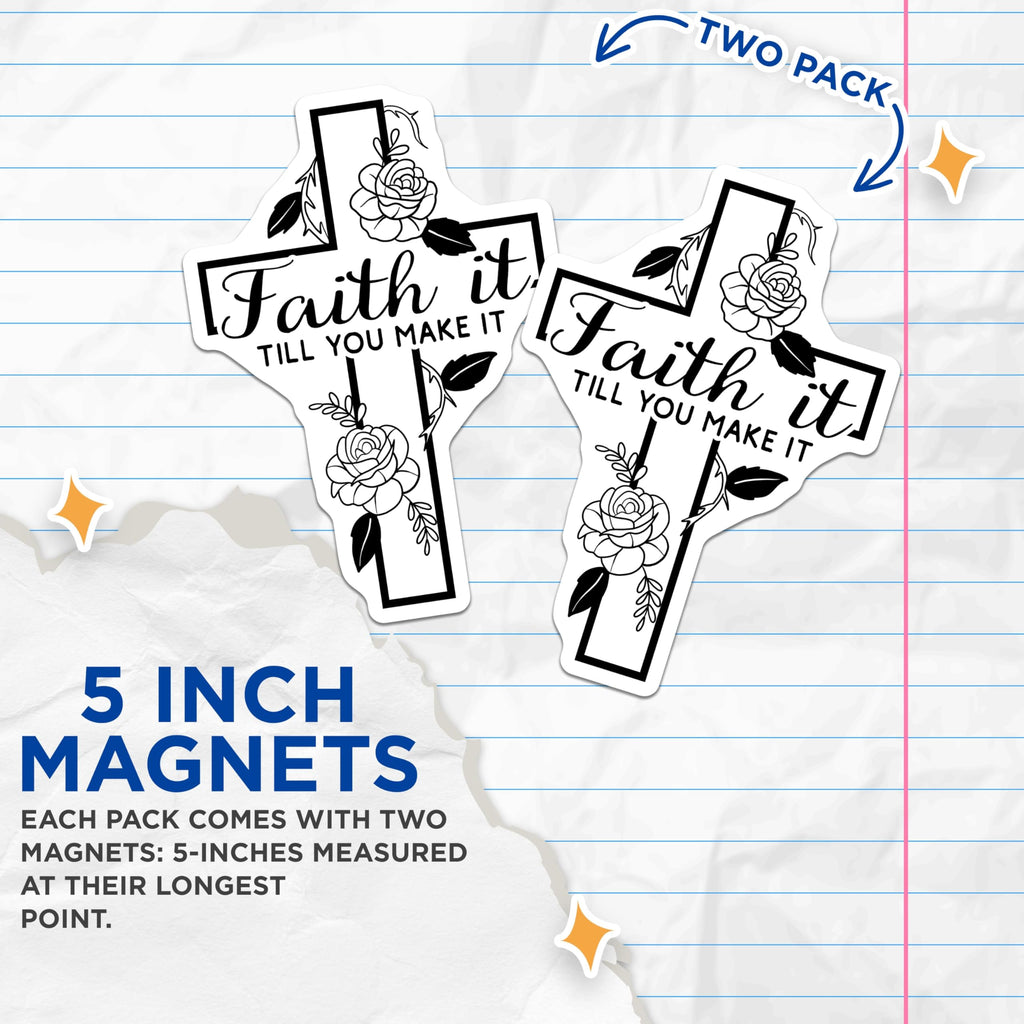 (2 Pack) Faith It Magnets - Inspirational Quote - Christian Home Decor - 5" On Longest Side - Premium Magnet - for Cars, Refrigerators, Toolboxes, Lockers - Made in USA - MAG16934