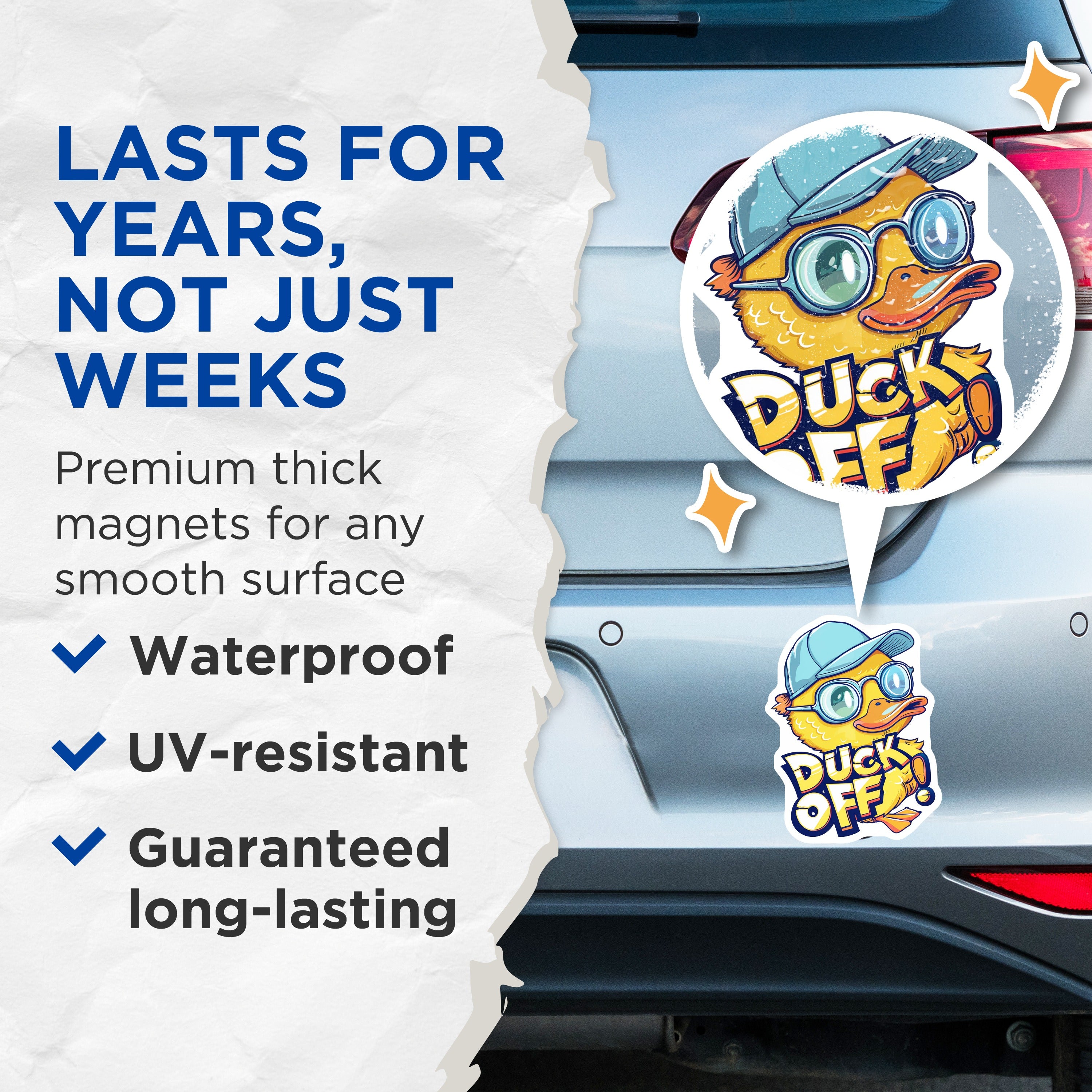 (2 Pack) Funny Duck Magnets - Duck Off Refrigerator Decor - Humorous Kitchen Accessories - 5 Inches On Longest Side - Thick Durable Magnet - Made in USA - MAG38747