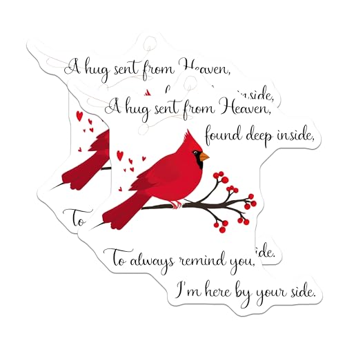 (2 Pack) Cardinal Bird Stickers - Inspirational Quote - Sentimental Red Cardinal Decal - 5" On Longest Side - Sticks to Smooth Flat Surfaces - Made in USA - BMCS7290