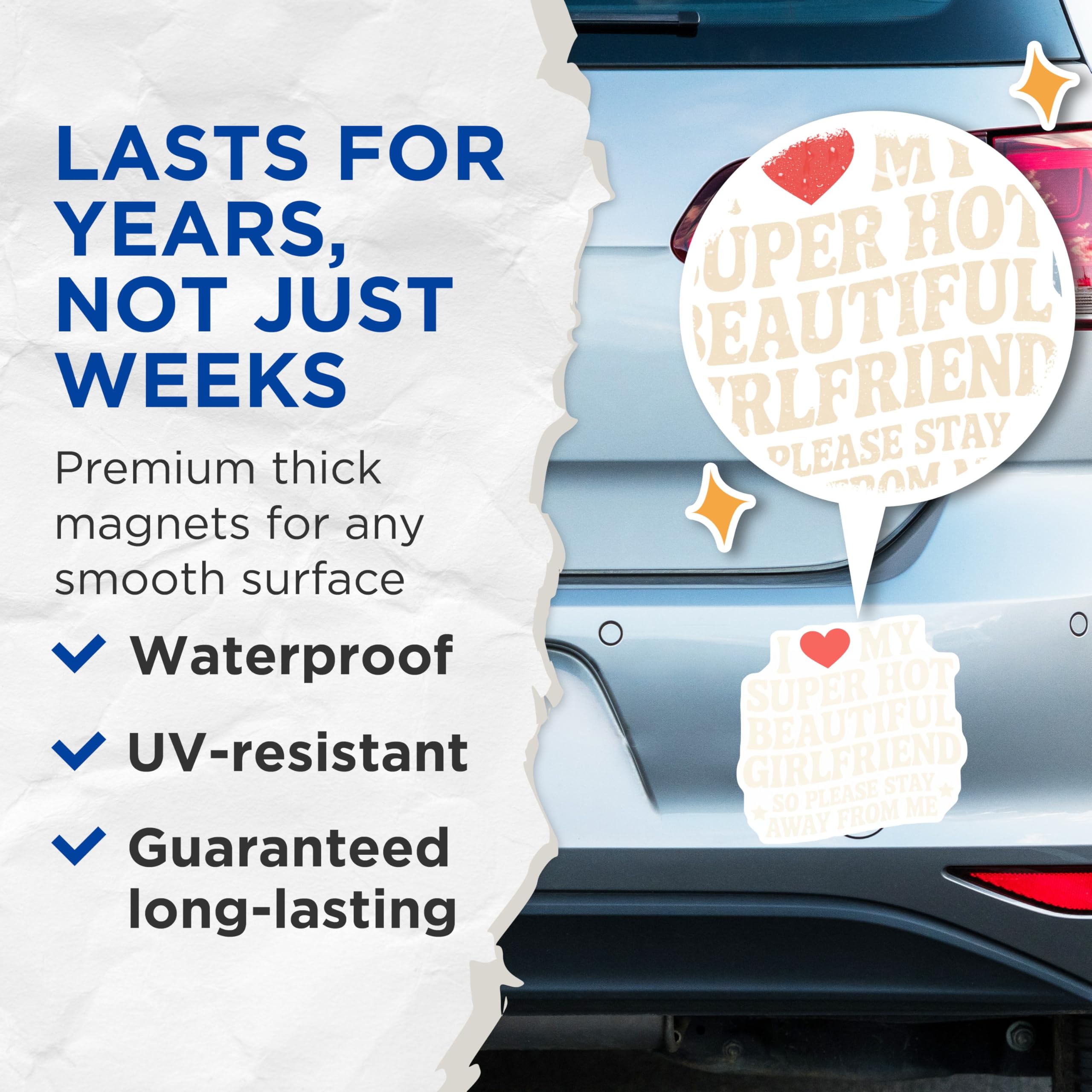 (2 Pack) Girlfriend Magnets - Hot Beautiful Girlfriend - Stay Away from Me Magnets - 5" On Longest Side - Premium Magnet - for Cars, Refrigerators, Toolboxes, Lockers - Made in USA - MAG15253