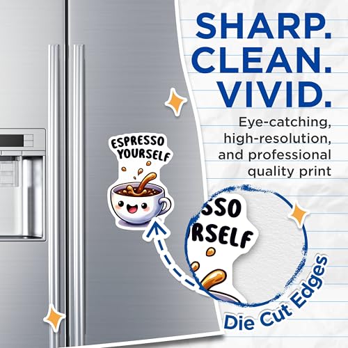 (2 Pack) Espresso Yourself Magnets - Coffee Lover Magnets - Cute Kitchen Decor Magnets - 5" On Longest Side - for Cars, Refrigerators, Toolboxes, Lockers - Made in USA BMCS3286