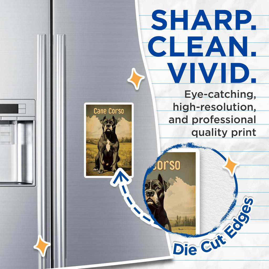 (2 Pack) Cane Corso Magnets - Italian Mastiff Dog Breed Art - Retro Dog Owner Home Decor - Canine Companion Display - 5 Inches On Longest Side - Thick Durable Magnet - Made in USA - MAG20803