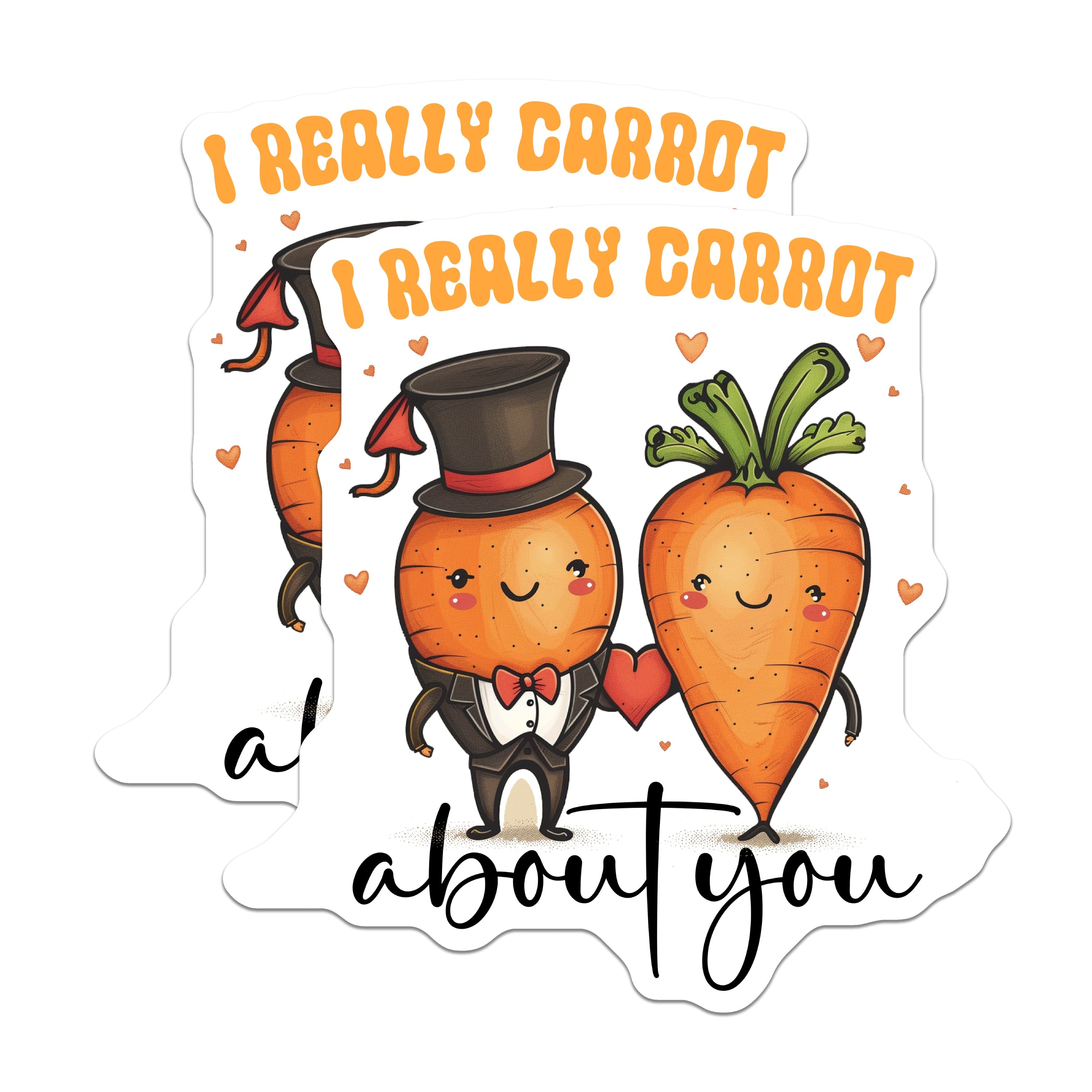 (2 Pack) Cute Carrot Pun Magnets - Funny Valentine Love Decor - I Really Carrot About You Fridge Art - 5 Inches On Longest Side - Thick Durable Magnet - Made in USA - MAG39960