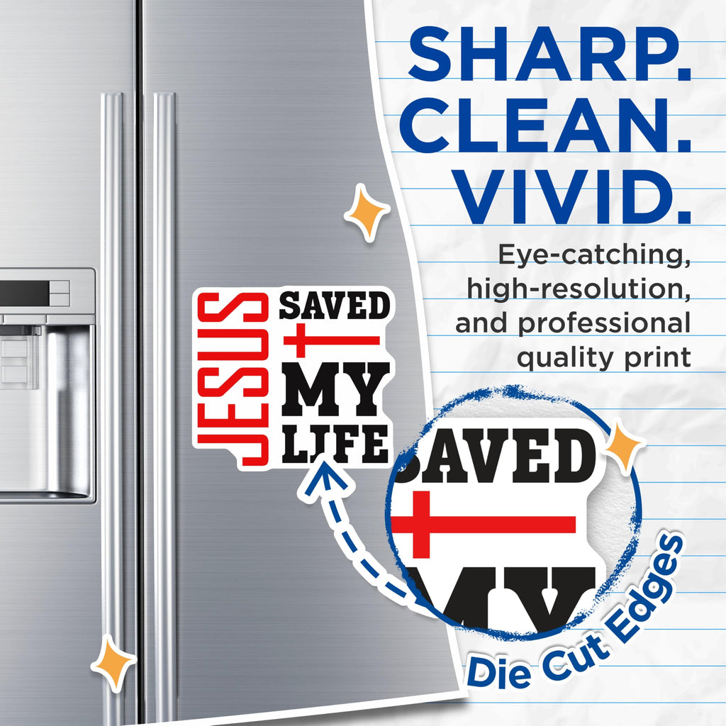 (2 Pack) Jesus Saved My Life Magnets - Christian Faith Decor - Religious Statement Fridge Magnets - 5 Inches On Longest Side - Thick Durable Magnet - Made in USA - MAG26145