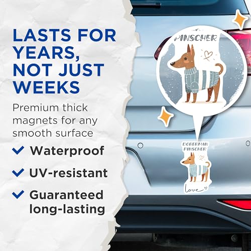 (2 Pack) Doberman Pinscher Magnets - Cute Dog Magnets - Pet Lover Magnets - 5" On Longest Side - for Cars, Fridges, Toolboxes - Made in USA - MAG7298