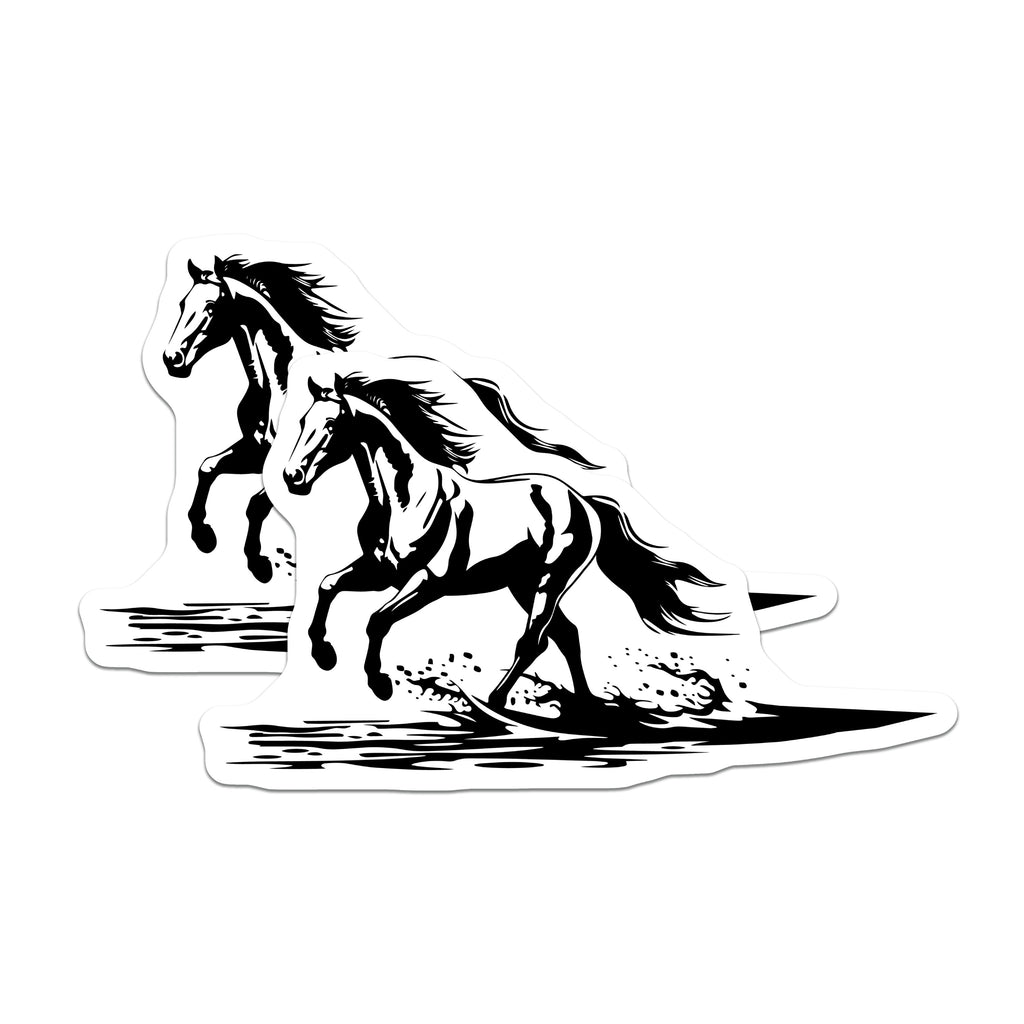(2 Pack) Galloping Horse Magnets - Majestic Equine Art - Animal Lover Fridge Locker Decor - 5 Inches On Longest Side - Thick Durable Magnet - Made in USA - MAG39853