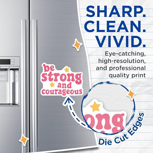 (2 Pack) Inspirational Quote Magnets Magnets - Be Strong and Courageous - Motivational Words - 5" On Longest Side - Made in USA - Sticks to Refrigerators & Metal Surfaces - MAG8599