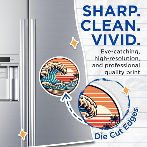 (2 Pack) Ocean Wave Magnets Magnets - Summer Beach Palm Tree - Vacation Home Decor - 5" On Longest Side - Made in USA - Sticks to Refrigerators & Metal Surfaces - MAG9021