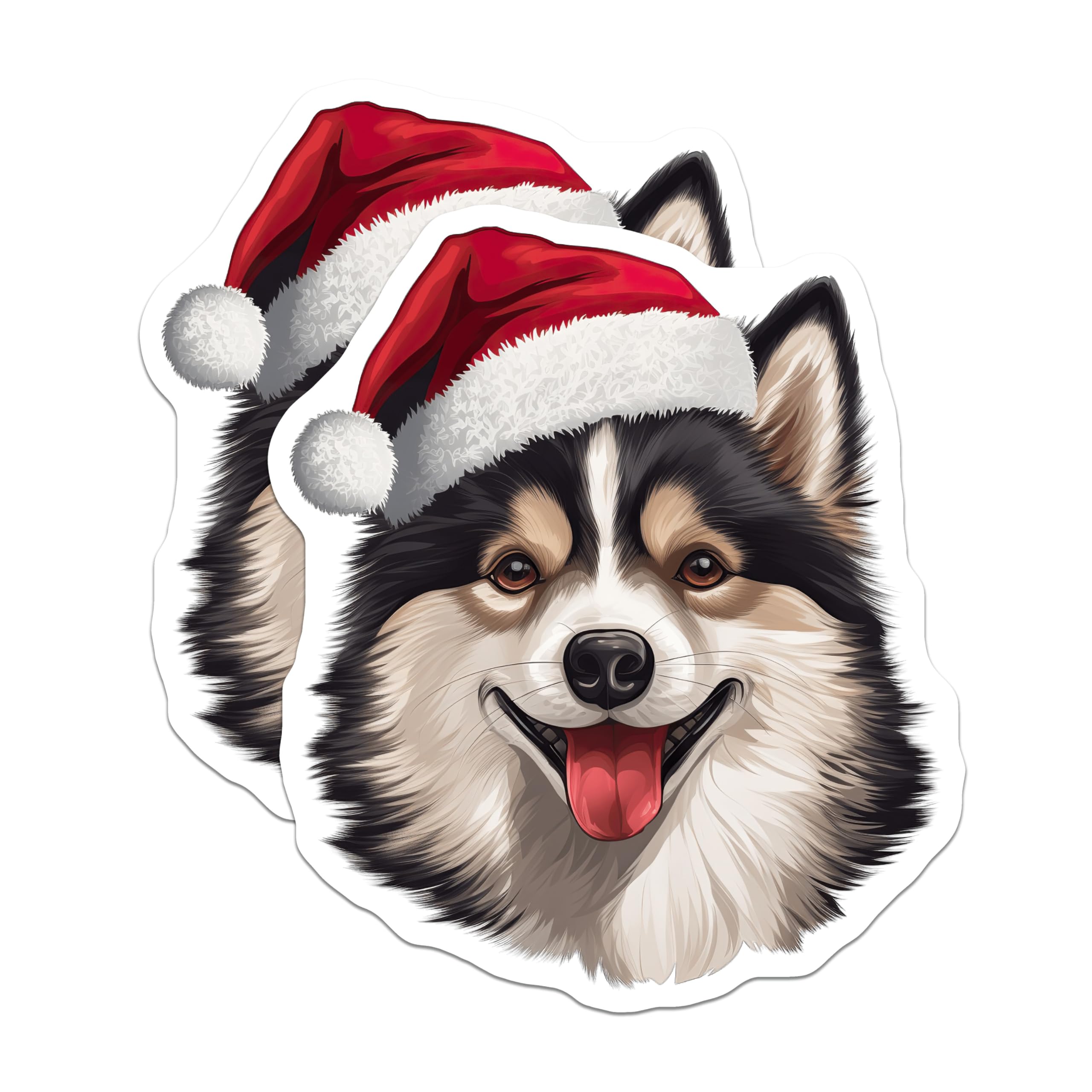 (2 Pack) Christmas Dog Magnets - Santa Hat Puppy Decorations - Festive Refrigerator Magnets for Pet Lovers - 5 Inches On Longest Side - Thick Durable Magnet - Made in USA - MAG30612