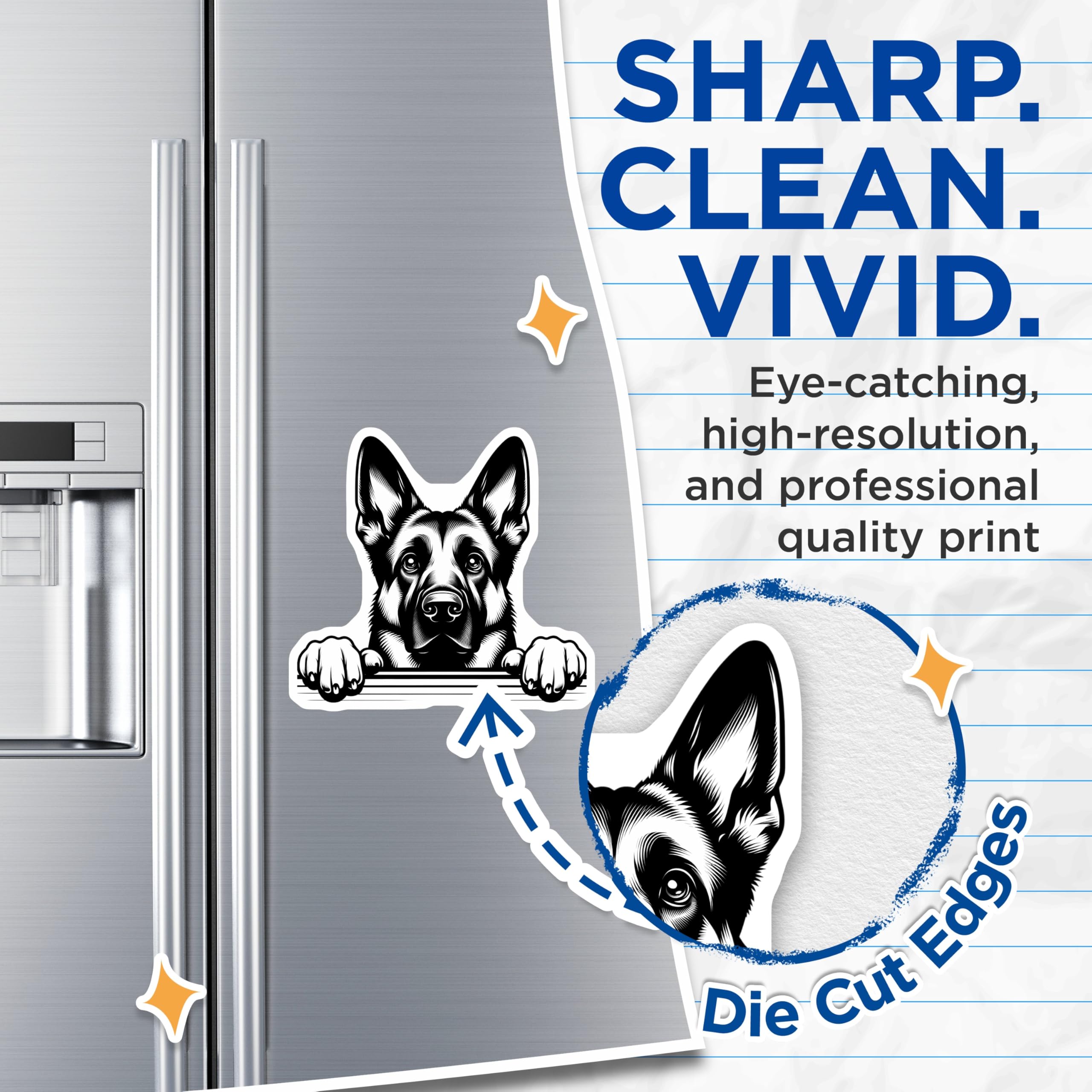 (2 Pack) German Shepherd Magnets - Dog Breed Art - Pet Lover Fridge Magnets - 5" On Longest Side - Premium Magnet - for Cars, Refrigerators, Toolboxes, Lockers - Made in USA - MAG15681