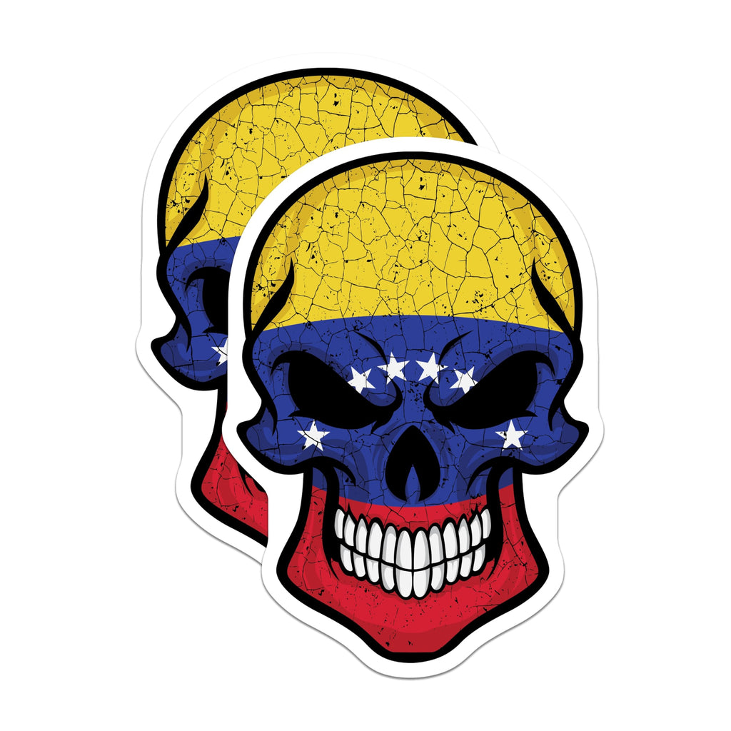 (2 Pack) Venezuela Flag Skull Magnets - Distressed Flag Design - National Pride Magnet - 5" On Longest Side - Premium Magnet - for Cars, Refrigerators, Toolboxes, Lockers - Made in USA - MAG18967