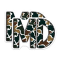 (2 Pack) MD Camouflage Initials Stickers - Military Style Letter - Tactical Alphabet Decals - 5" On Longest Side - Sticks to Smooth Flat Surfaces - Made in USA - BMCS20256