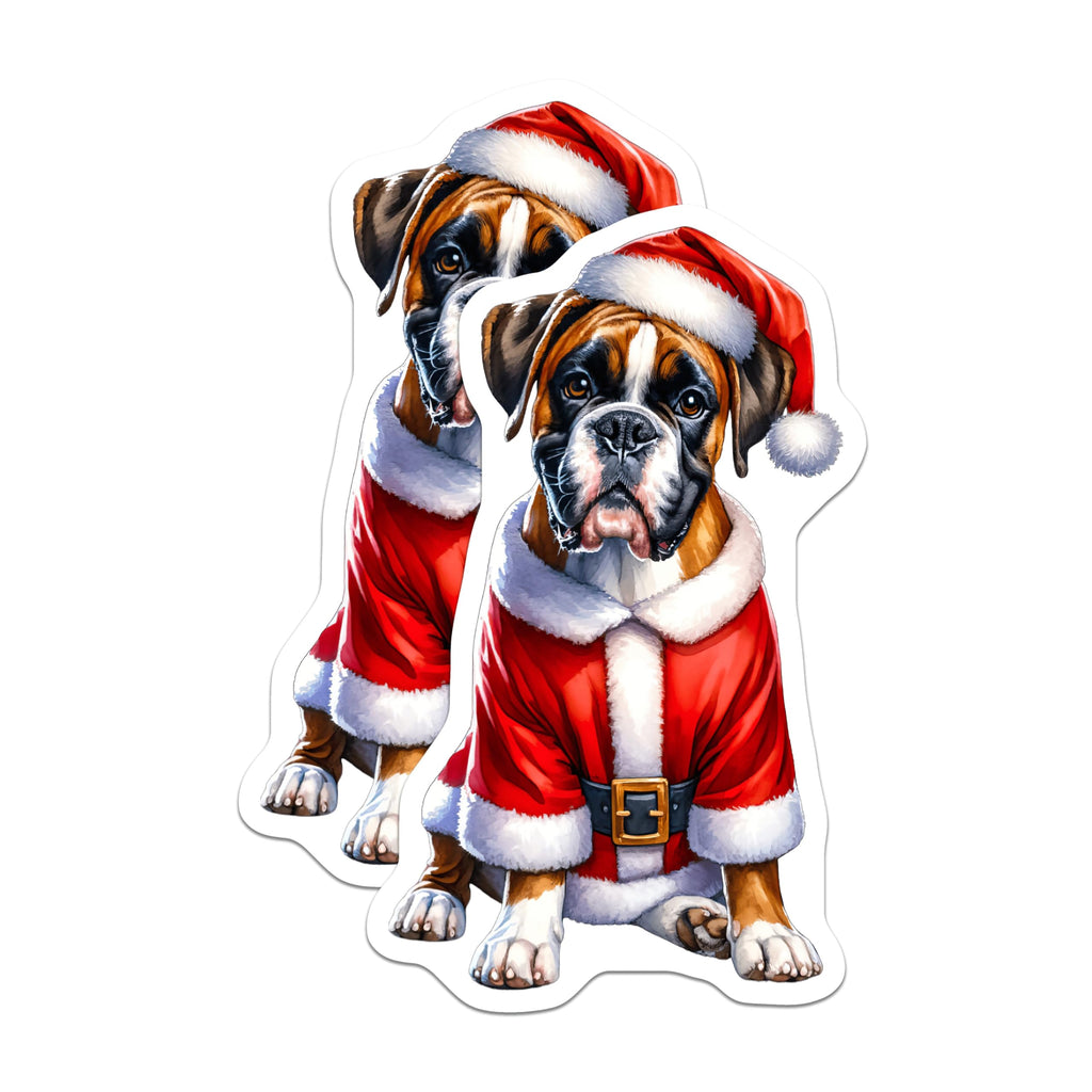 (2 Pack) Christmas Boxer Dog Magnets - Santa Pet Holiday Decor - Cute Animal Refrigerator Decor - Dog Lover Holiday Accents - 5 Inches On Longest Side - Thick Durable Magnet - Made in USA - MAG25025