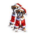 (2 Pack) Christmas Boxer Dog Magnets - Santa Pet Holiday Decor - Cute Animal Refrigerator Decor - Dog Lover Holiday Accents - 5 Inches On Longest Side - Thick Durable Magnet - Made in USA - MAG25025