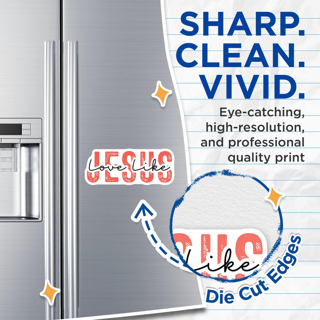 (2 Pack) Love Like Jesus Magnets - Christian Refrigerator Decor - Faith Based Kitchen Art - Spiritual Home Reminder - 5 Inches On Longest Side - Thick Durable Magnet - Made in USA - MAG29099