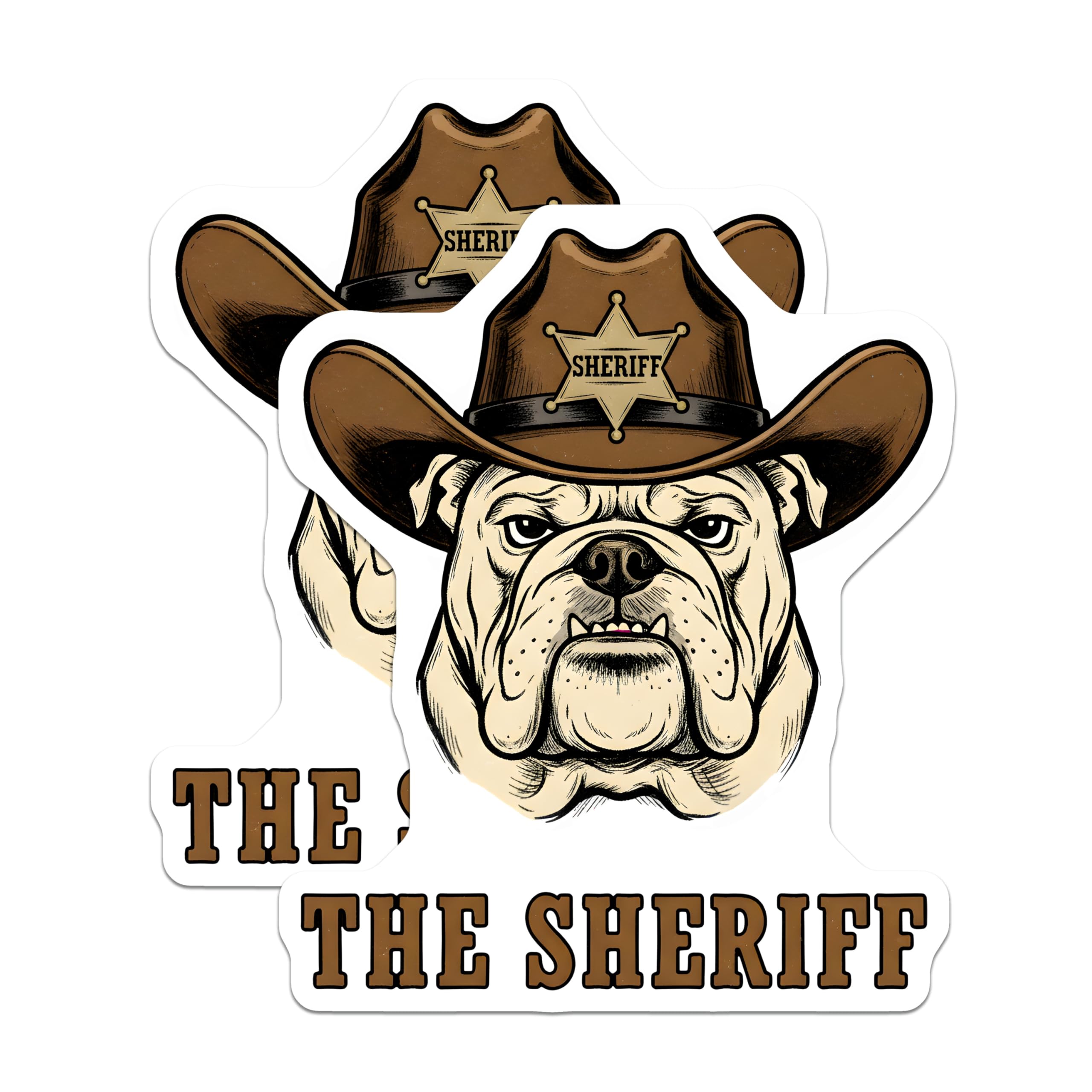 (2 Pack) Bulldog Sheriff Magnets - Cowboy Dog Decor - Western Refrigerator Magnets - 5" On Longest Side - Premium Magnet - for Cars, Refrigerators, Toolboxes, Lockers - Made in USA - MAG14517