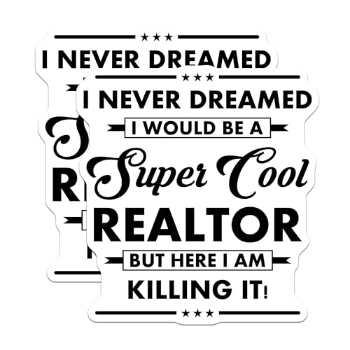 (2 Pack) Cool Realtor Stickers - Real Estate Agent - Success Realtor Decorations - 5" On Longest Side - Sticks to Smooth Flat Surfaces - Made in USA - BMCS6226