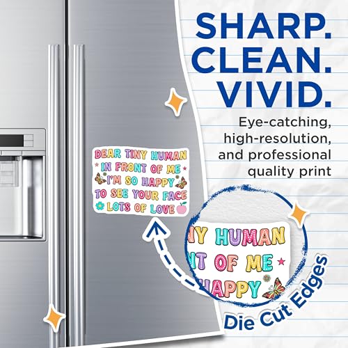 (2 Pack) Dear Tiny Human Magnets Magnets - I'm So Happy to See Your Face - Lots of Love - 5" On Longest Side - Made in USA - Sticks to Refrigerators & Metal Surfaces - MAG9122