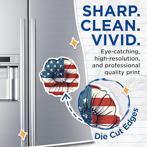 (2 Pack) American Flag Flower Magnets Magnets - USA Patriotic Decor - Red White Blue Flower Art - 5" On Longest Side - Made in USA - Sticks to Refrigerators & Metal Surfaces - MAG8969