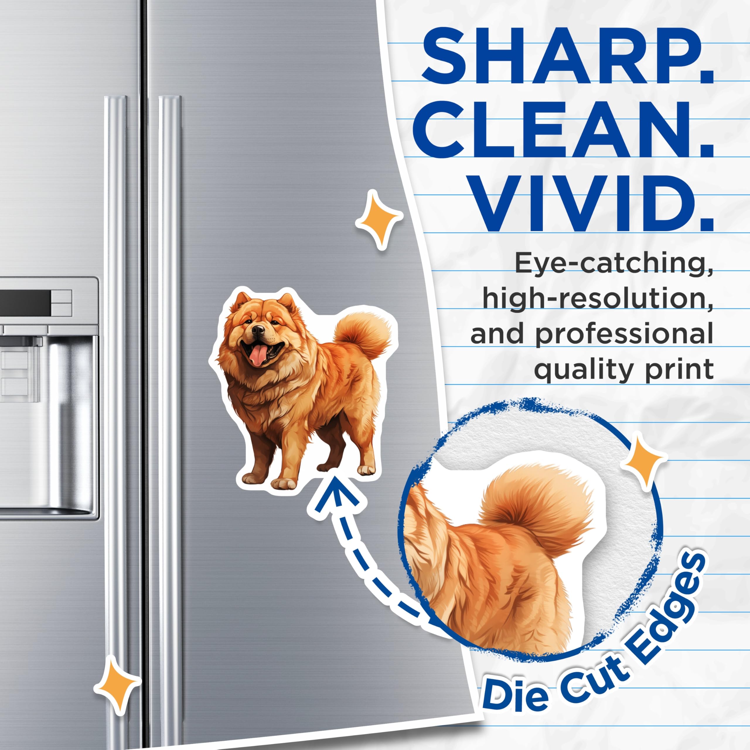 (2 Pack) Chow Chow Dog Magnets - Happy Fluffy Canine - Pet Lover Fridge Accent - 5 Inches On Longest Side - Thick Durable Magnet - Made in USA - MAG30860