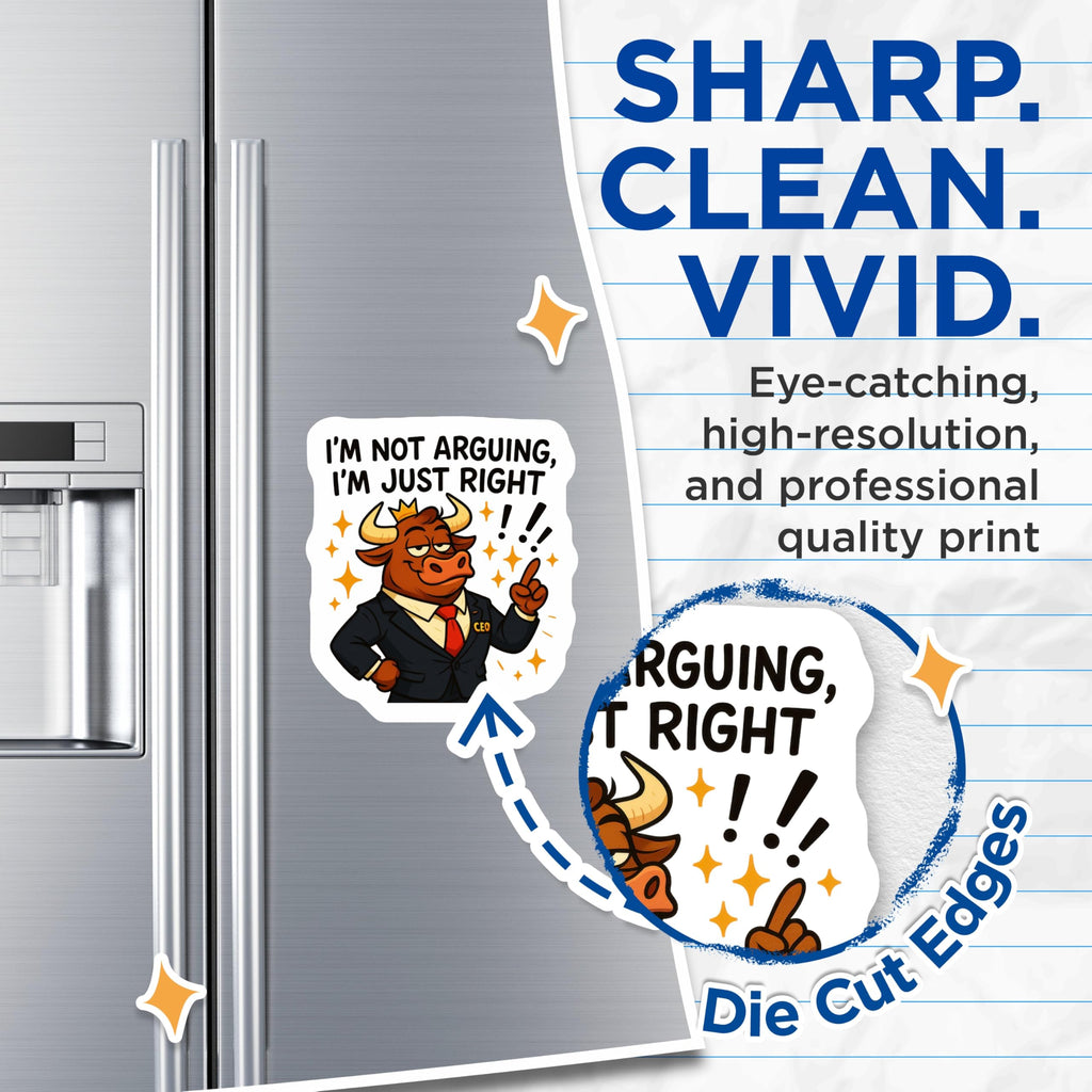 (2 Pack) Confident Bull Magnets - Funny Sarcastic Quote - Office Humor CEO Decor - 5 Inches On Longest Side - Thick Durable Magnet - Made in USA - MAG21717