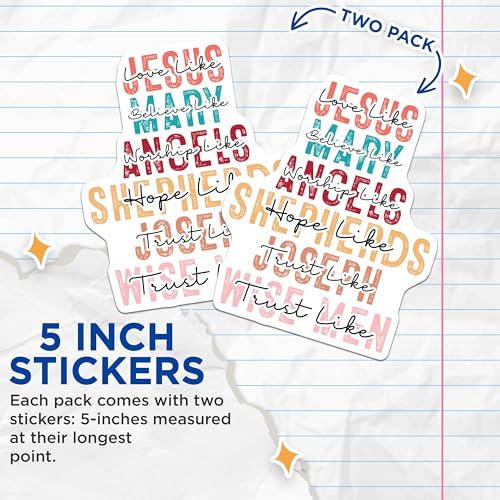 (2 Pack) Faith Inspired Stickers - Inspirational Quote - Encouraging Christian - 5" On Longest Side - Sticks to Smooth Flat Surfaces - Made in USA - BMCS6468