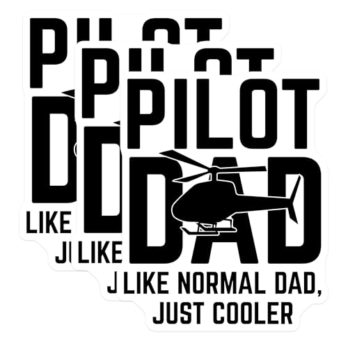 (3 Pack) Pilot Dad Decals - Helicopter Parent - Cool Dad Decal - 3 Inches On Longest Side - Easy Peel & Apply - Made in USA - 3MCS4024