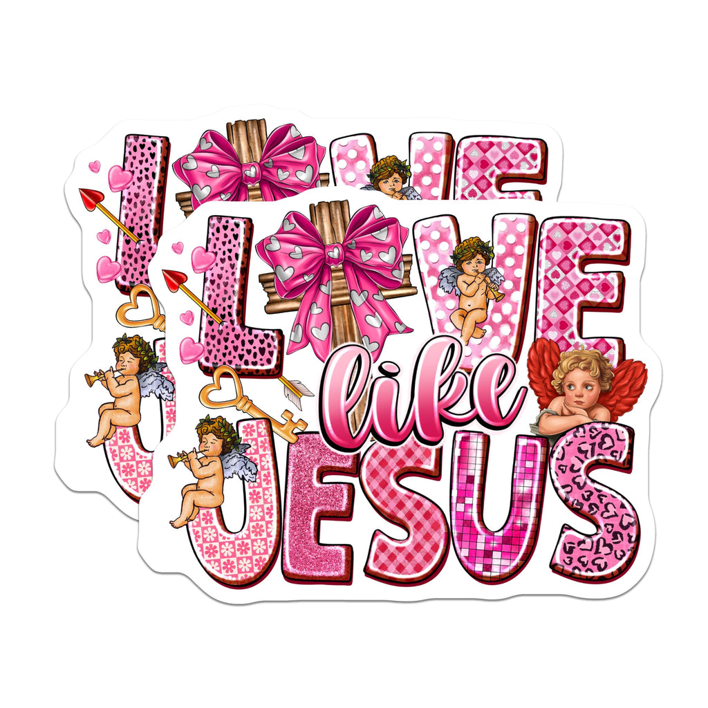 (2 Pack) Love Like Jesus Magnets - Pink Christian Aesthetic - Religious Faith Decor - 5 Inches On Longest Side - Thick Durable Magnet - Made in USA - MAG28930