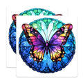 (2 Pack) Faux Stained Glass Butterfly Magnets - Vibrant Watercolor Aesthetic - Boho Home Decor Accent - 5 Inches On Longest Side - Thick Durable Magnet - Made in USA - MAG28233
