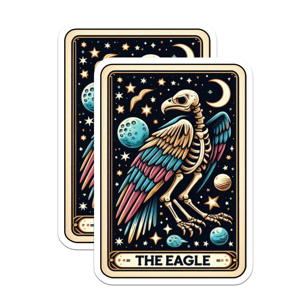 (2 Pack) Eagle Vulture Skeleton Magnets - Mystical Tarot Card Art - Celestial Bird Bone Design - Spiritual Witchy Decor - 5 Inches On Longest Side - Thick Durable Magnet - Made in USA - MAG21018