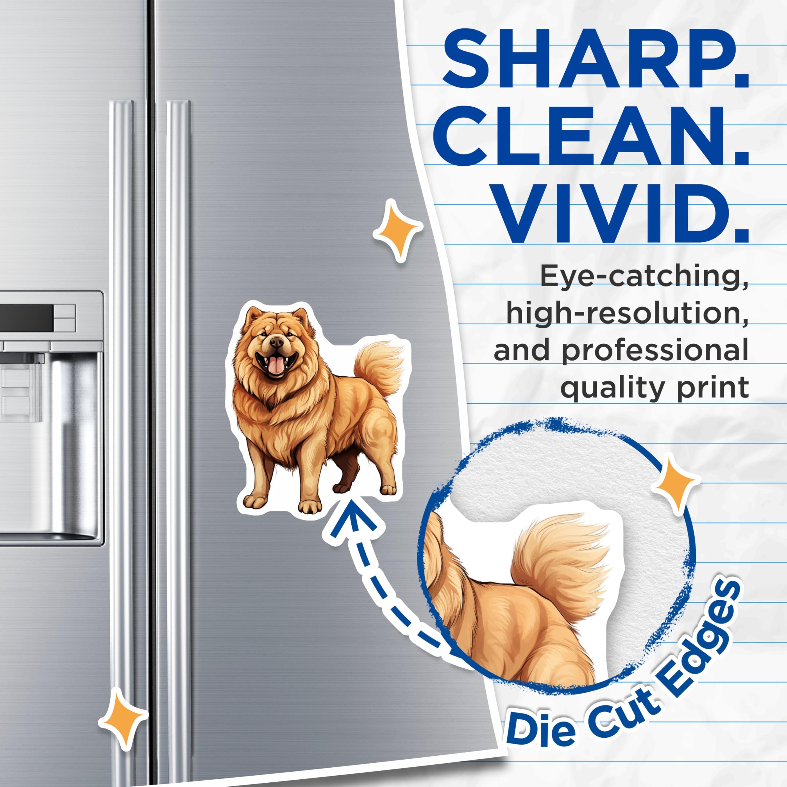 (2 Pack) Chow Chow Magnets - Adorable Dog Breed Artwork - Canine Fridge Decorations - 5 Inches On Longest Side - Thick Durable Magnet - Made in USA - MAG24733