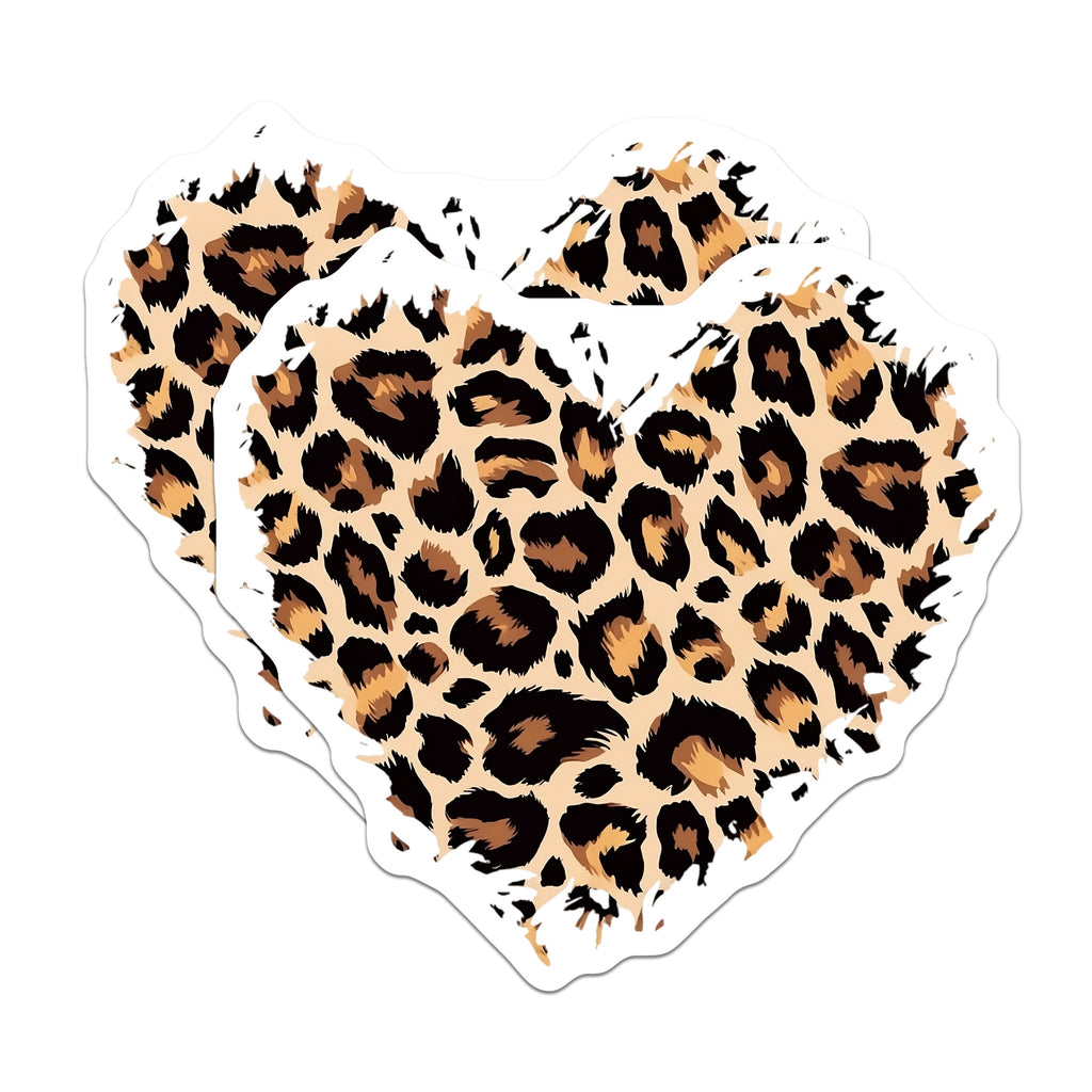 (2 Pack) Leopard Print Heart Magnets - Animal Print Fridge Decor - Trendy Locker Sassy Accent Fashion Aesthetic - 5 Inches On Longest Side - Thick Durable Magnet - Made in USA - MAG36752