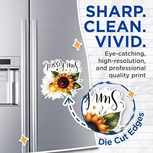 (2 Pack) Sunflower Sun Blessed Magnets - Inspirational Quote Magnets - Rustic Sunflower Art Magnets- 5" On Longest Side - for Fridges, Toolboxes, Cars - Made in USA - MAG2906