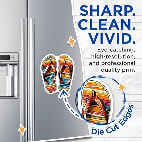 (2 Pack) Flip Flop Summer Magnets Magnets - 5" On Longest Side - Made in USA - Sticks to Refrigerators & Metal Surfaces - MAG9327