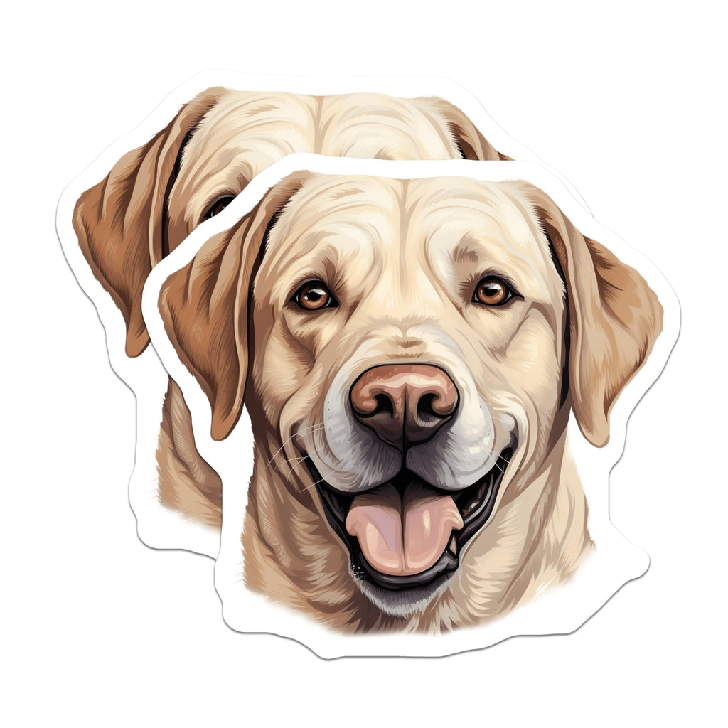 (2 Pack) Yellow Labrador Retriever Magnets - Happy Lab Dog Illustration - Animal Lover Refrigerator Art - 5 Inches On Longest Side - Thick Durable Magnet - Made in USA - MAG23830