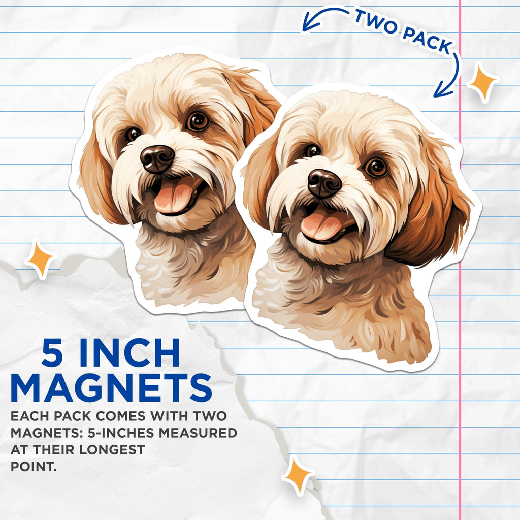 (2 Pack) Havanese Dog Magnets - Cute Fluffy Dog Decor - Pet Owner Kitchen Accessories - Puppy Lover Art - 5 Inches On Longest Side - Thick Durable Magnet - Made in USA - MAG29915