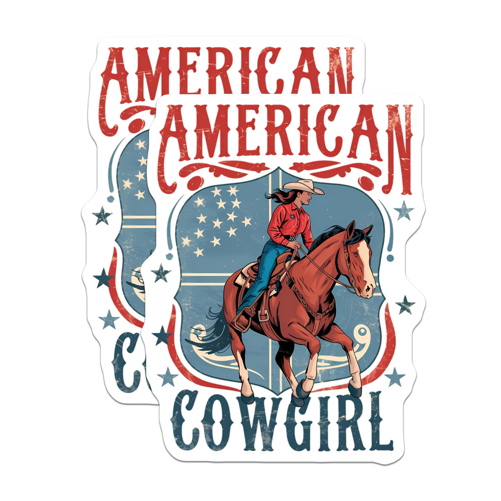 (2 Pack) American Cowgirl Magnets - Western Horse Riding Decor - Patriotic Country Spirit - Farmhouse Refrigerator Accessory - 5 Inches On Longest Side - Thick Durable Magnet - Made in USA - MAG21115