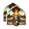 (2 Pack) Fire Department Stickers - Firefighter Helmet Artwork - Fire Station Decals - 5" On Longest Side - Sticks to Smooth Flat Surfaces - Made in USA - BMCS7052