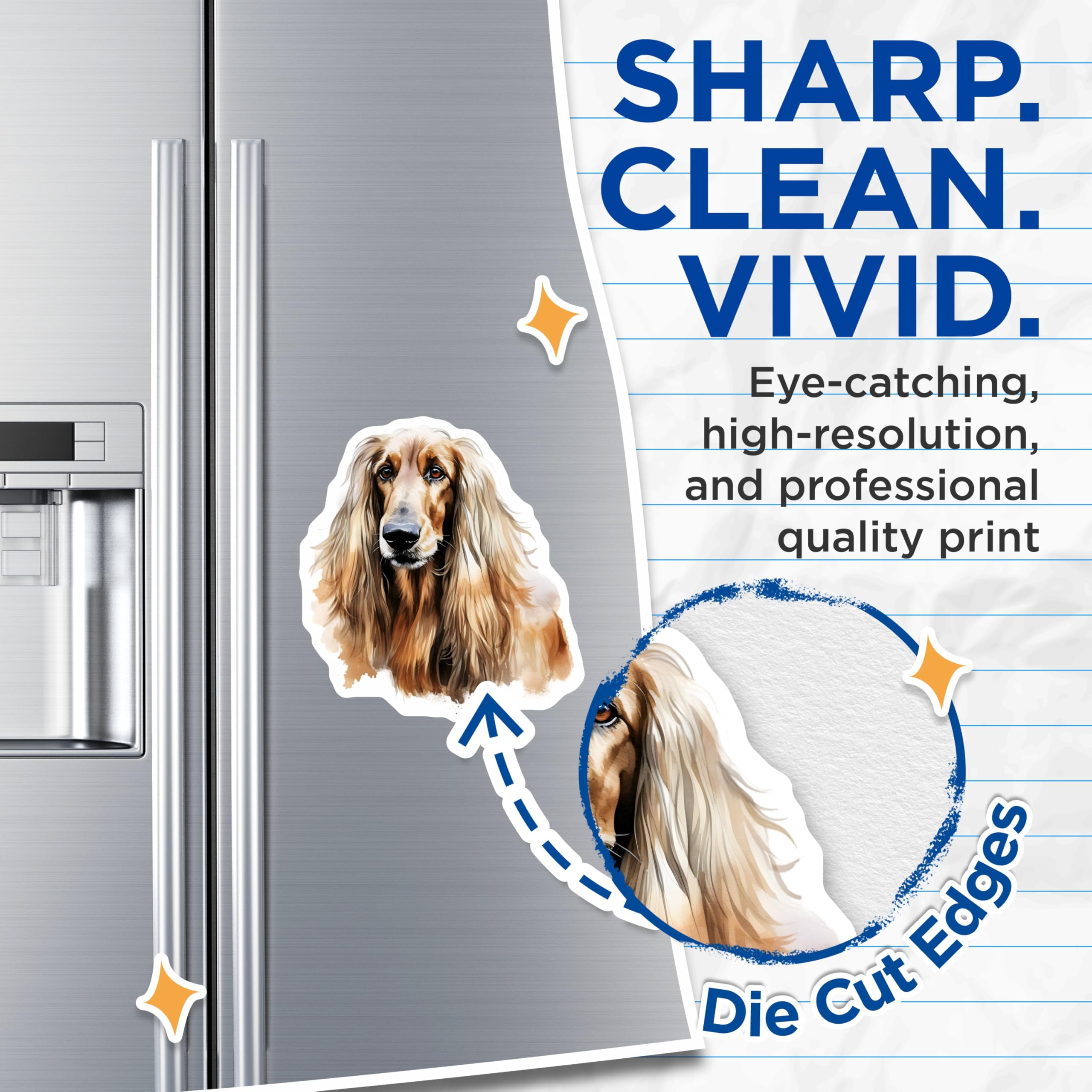 (2 Pack) Afghan Hound Magnets - Watercolor Dog Art - Elegant Pet Decor - 5 Inches On Longest Side - Thick Durable Magnet - Made in USA - MAG27685