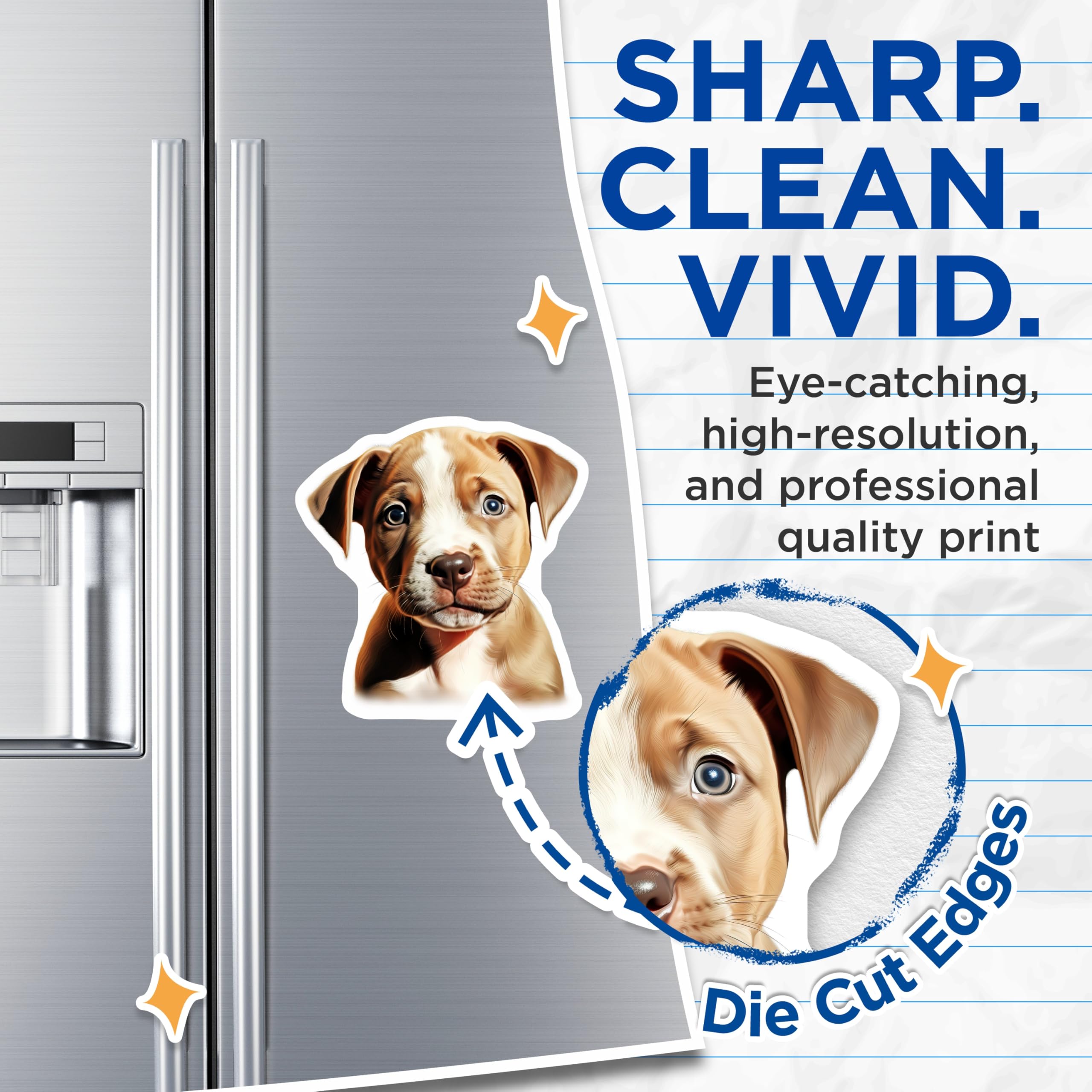 (2 Pack) Pitbull Puppy Magnets - Cute Dog Lover Decor - Pet Parent Refrigerator Adornment - 5 Inches On Longest Side - Thick Durable Magnet - Made in USA - MAG29779