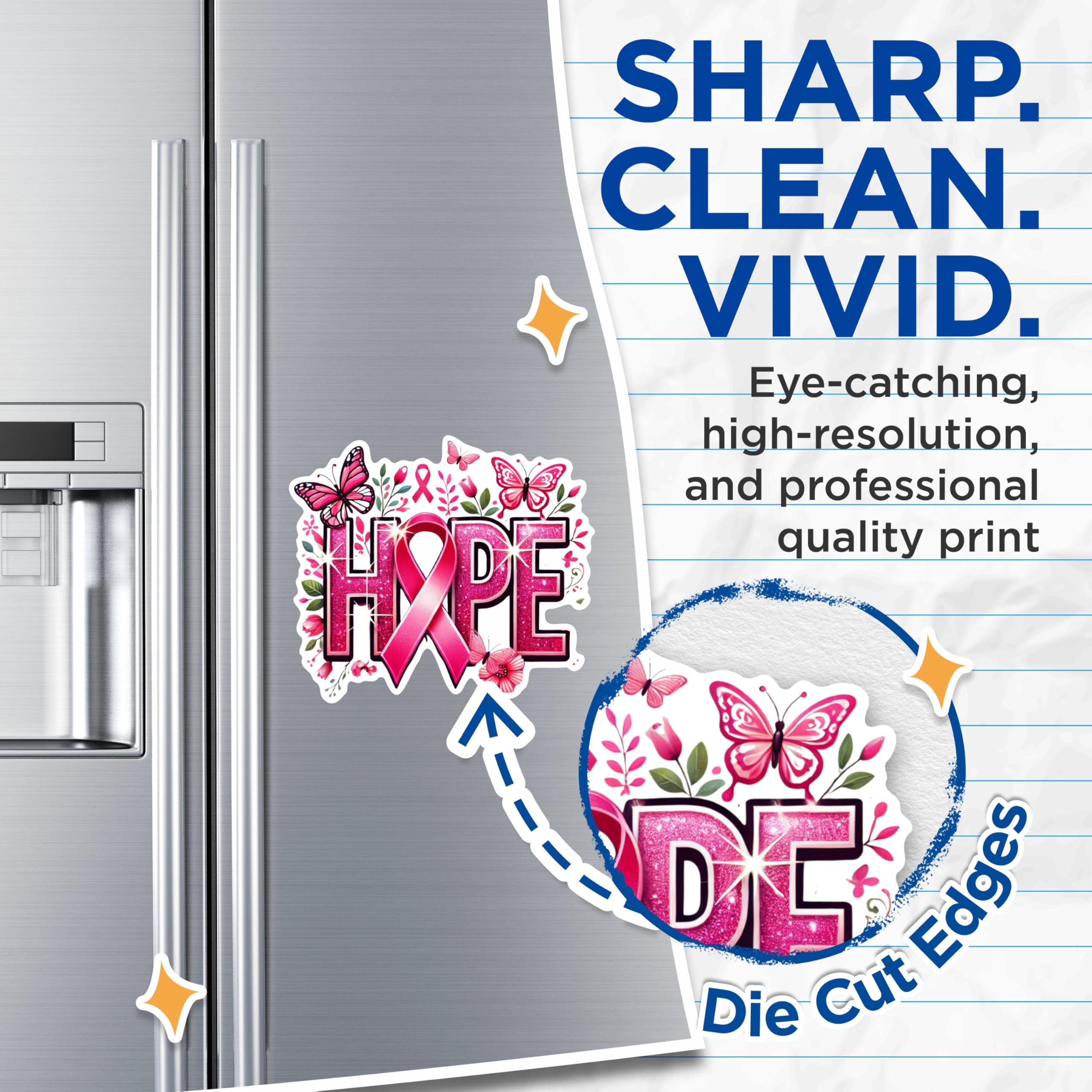 (2 Packs) Hope Pink Ribbon Breast Cancer Awareness Magnets - Pink Ribbon Magnets - 5 Inches On Longest Side - Premium Magnet - for Fridges, Toolboxes, Cars - Made in USA - MAG2454