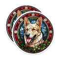 (2 Pack) German Shepherd Magnets - Stained Glass Dog - Christmas Pet Decor - Holiday Fridge Decoration - 5 Inches On Longest Side - Thick Durable Magnet - Made in USA - MAG29936