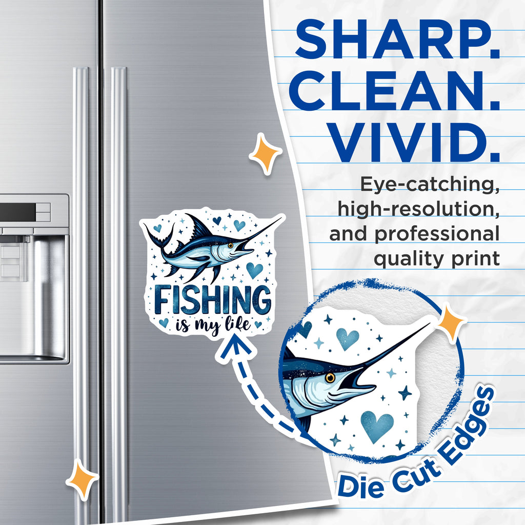 (2 Pack) Fishing is My Life Magnets - Marlin Fish Lover Decor - Fisherman Angler Refrigerator Art - 5 Inches On Longest Side - Thick Durable Magnet - Made in USA - MAG37719