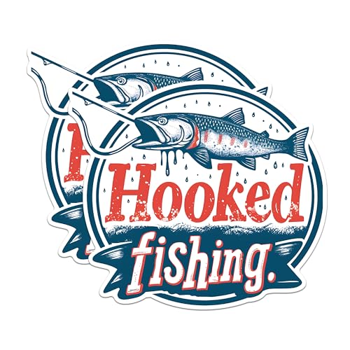 (2 Pack) Hooked Fishing Magnets - Fisherman Decor Magnets - Fishing Enthusiast Magnets- 5" On Longest Side - for Fridges, Toolboxes, Cars - Made in USA - MAG2626