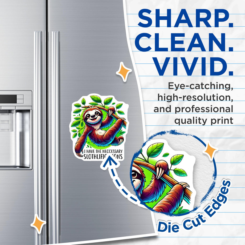 (2 Pack) Sloth Magnets - Funny Sloth Saying - Cartoon Sloth Decor - 5" On Longest Side - Premium Magnet - for Cars, Refrigerators, Toolboxes, Lockers - Made in USA - MAG15535